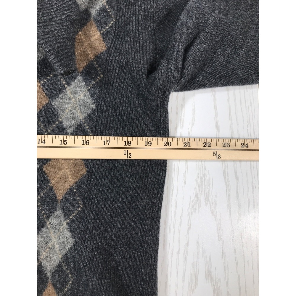 Vintage Victorinox Sweater Mens L Gray Argyle 1/4 Zip Wool Cashmere Blend Y2K - Picture 3 of 8